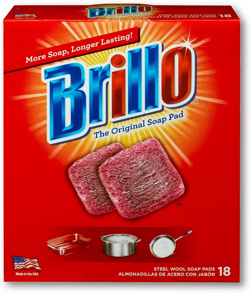 Brillo Steel Wool Soap Pads - Long Lasting Original Scent Cleaning, 18 Count - Image 1
